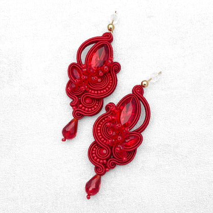 Handmade Red Soutache Earrings – Exclusive and Statement Earrings