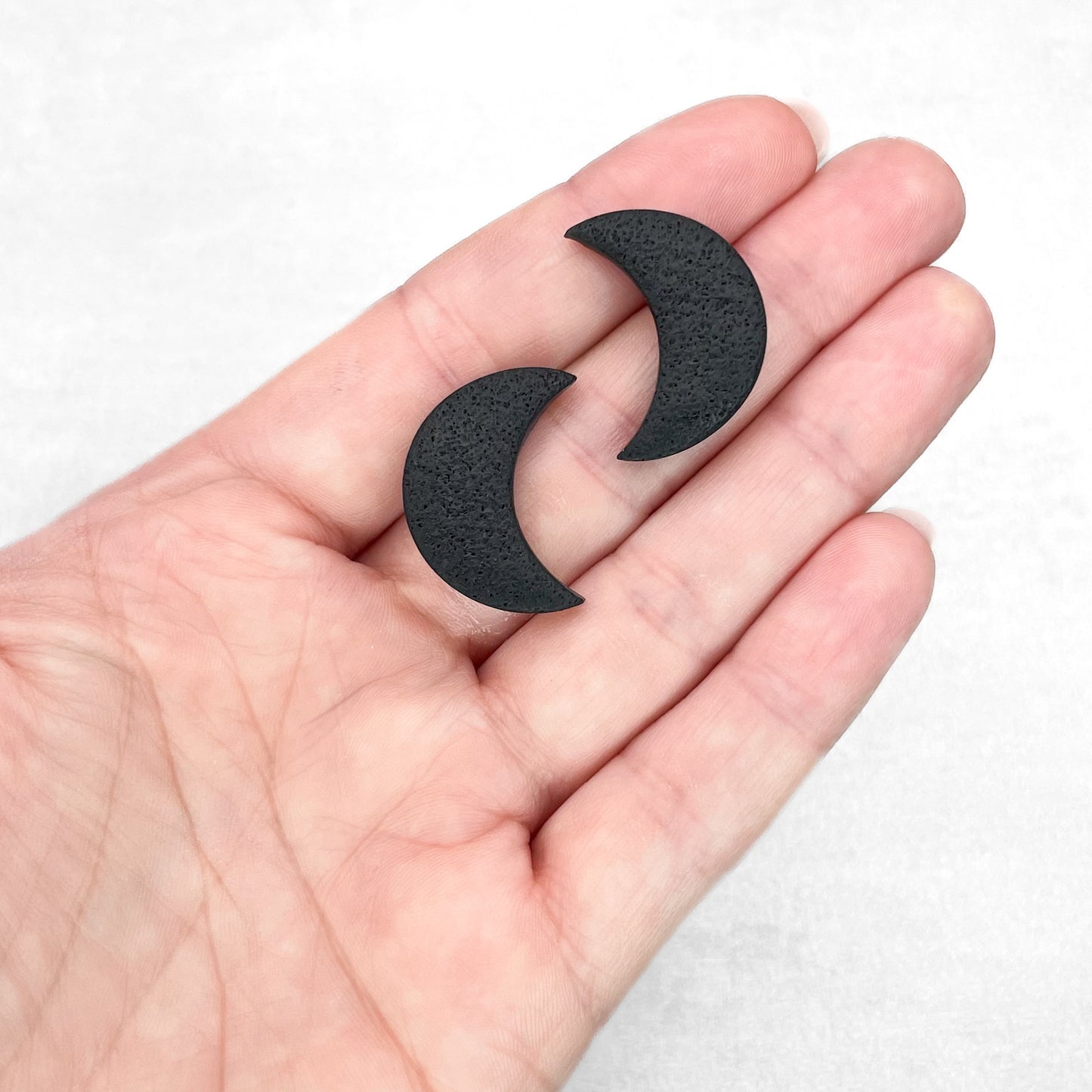 Handmade Black Moon Stud Earrings – Spiritual Polymer Clay Stud Earrings