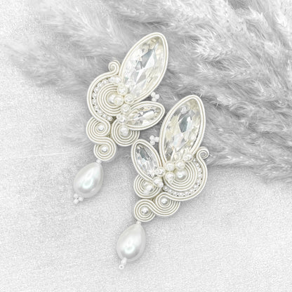 Handmade Bridal Soutache Earrings – Luxury and Lightweight Ivory Earrings