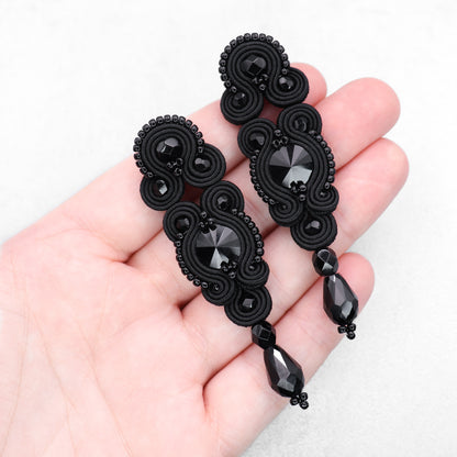 Handmade Black Soutache Earrings – Elegant and Glamorous Earrings