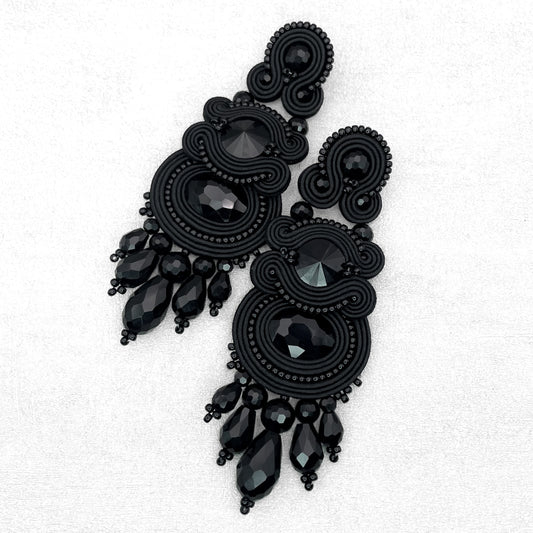 Exclusive and Unique Handmade Black Soutache Earrings – Ethnic Style