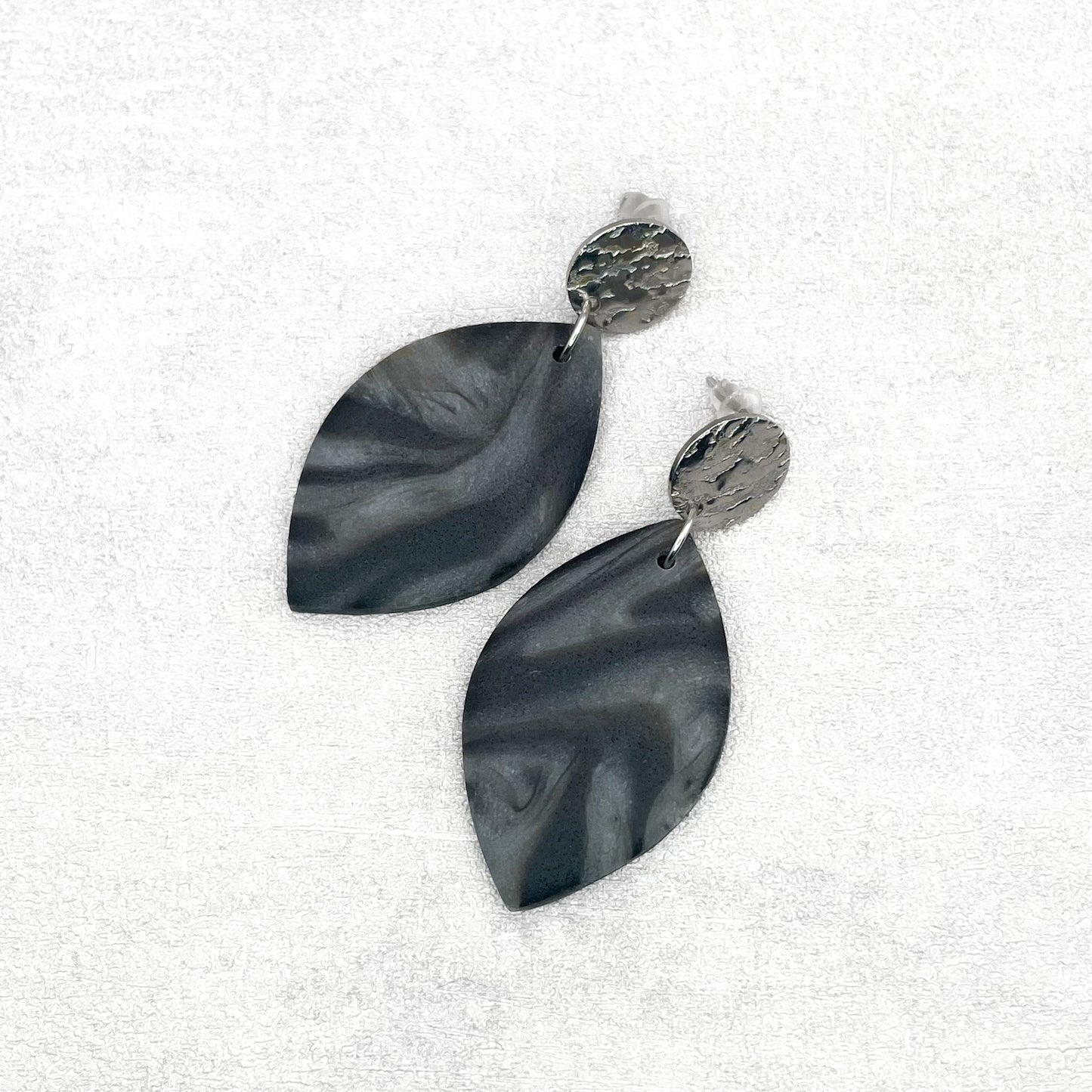 Black and sand earrings. Handmade polymer clay earrings.