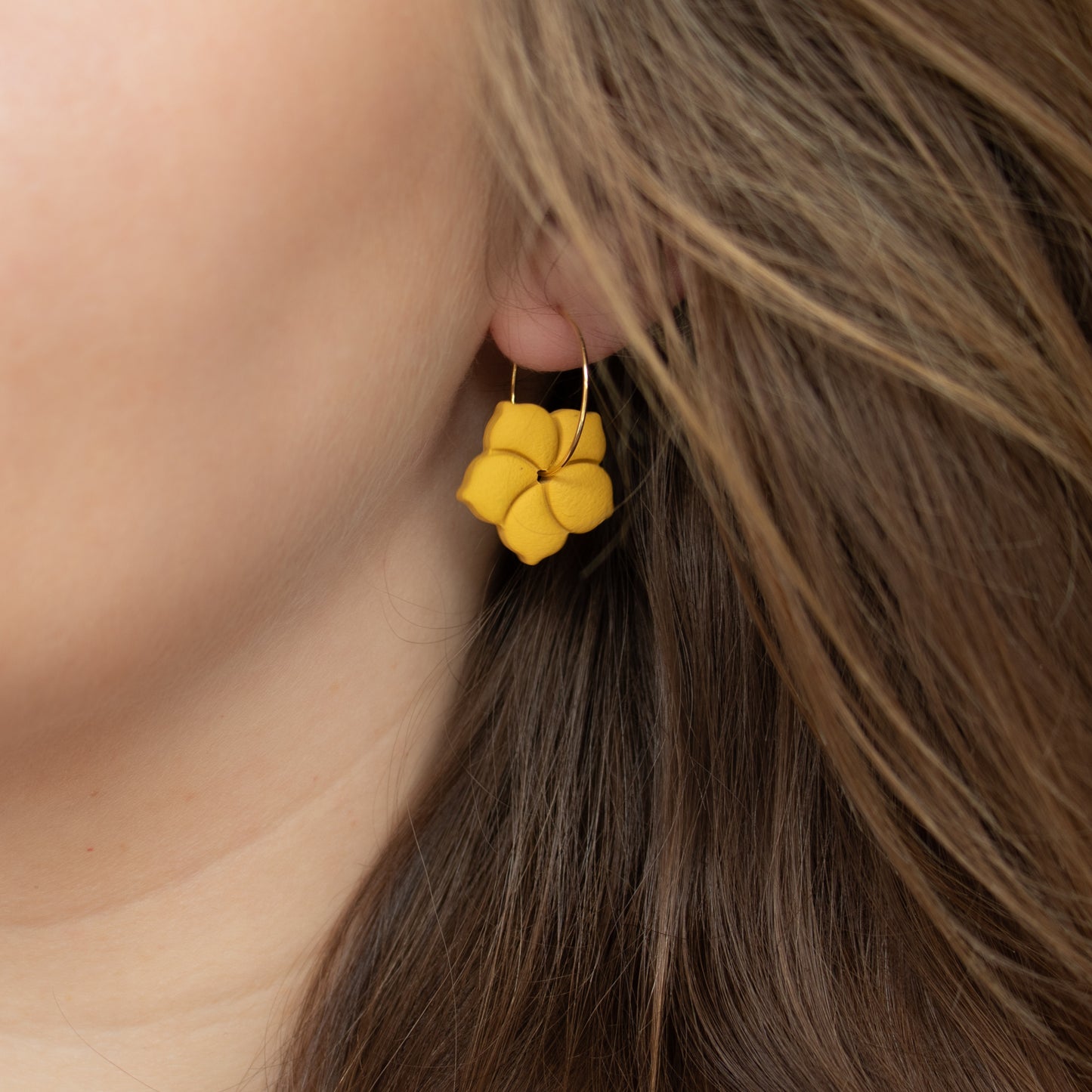 Yellow floral earrings. Handmade polymer clay earrings.