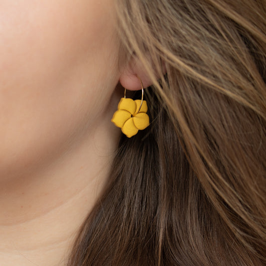 Handmade Yellow Hibiscus Earrings – Flower Polymer Clay Earrings