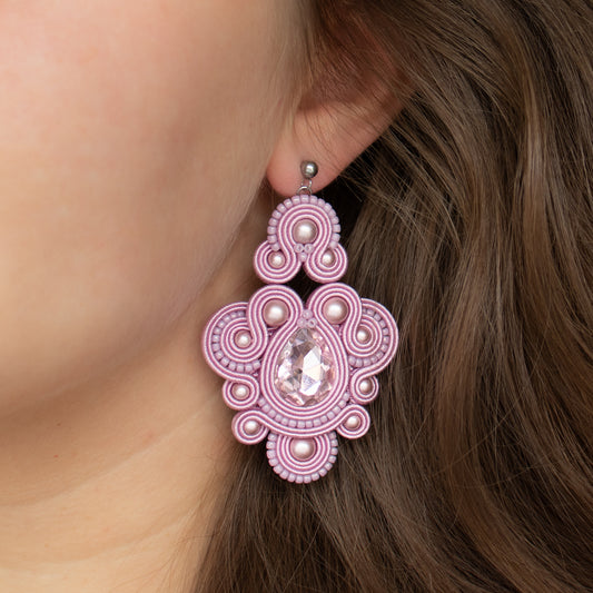 Mauve soutache earrings. Exclucive and original handmade earrings.