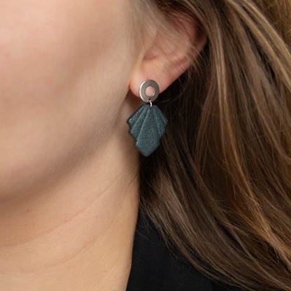 Handmade Charcoal Grey Polymer Clay Earrings – Lightweight and Geometric Earrings