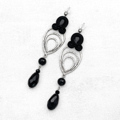 Handmade Black Soutache Earrings with Charms – Stylish and Original Earrings