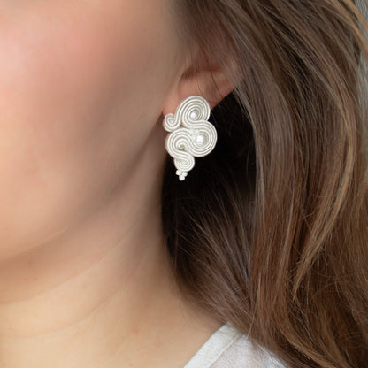 Handmade Ivory Soutache Bridal Earrings – Delicate and Classic Earrings