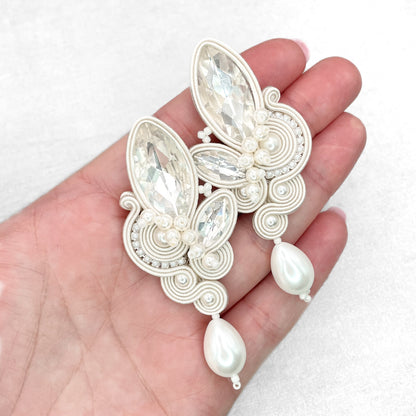 Handmade Bridal Soutache Earrings – Luxury and Lightweight Ivory Earrings