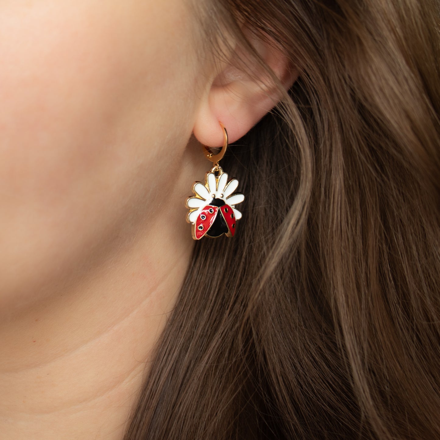 Handmade Earrings with Ladybird Charms