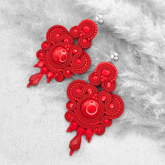 Handmade Red Soutache Earrings – Original and Statement Earrings