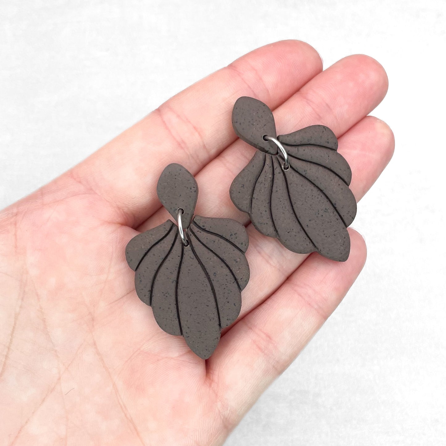 Handmade Brown Shell Earrings – Polymer Clay Earrings