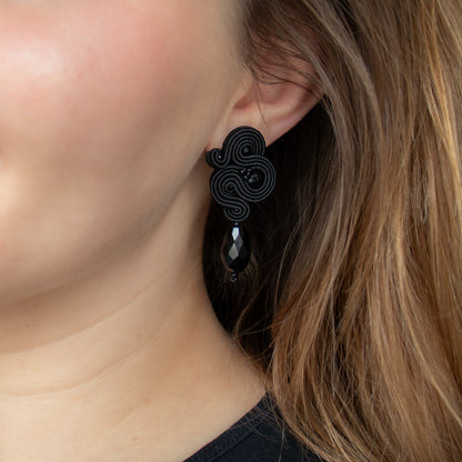 Unique and Elegant Handmade Black Soutache Earrings