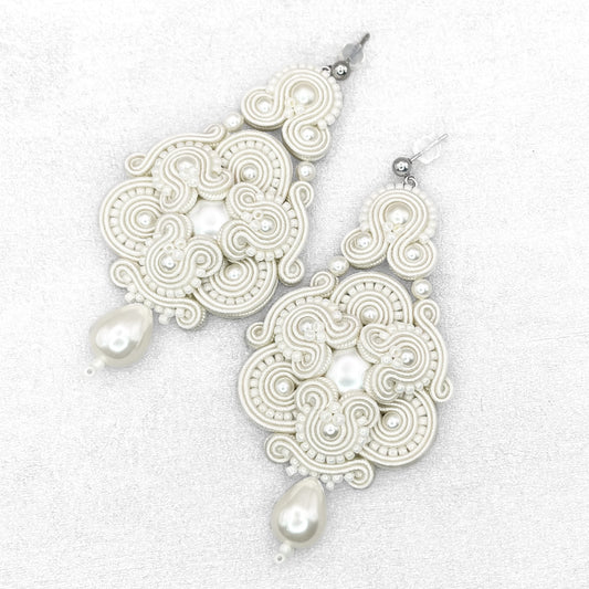 Handmade Ivory Soutache Wedding Earrings – Luxurious and Sophisticated Earrings