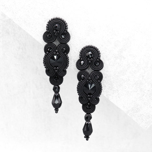 Unique Handmade Black Soutache Earrings – Glamorous Style