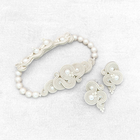 Handmade Ivory Soutache Jewellery Set – Classic and Elegant Wedding Jewellery