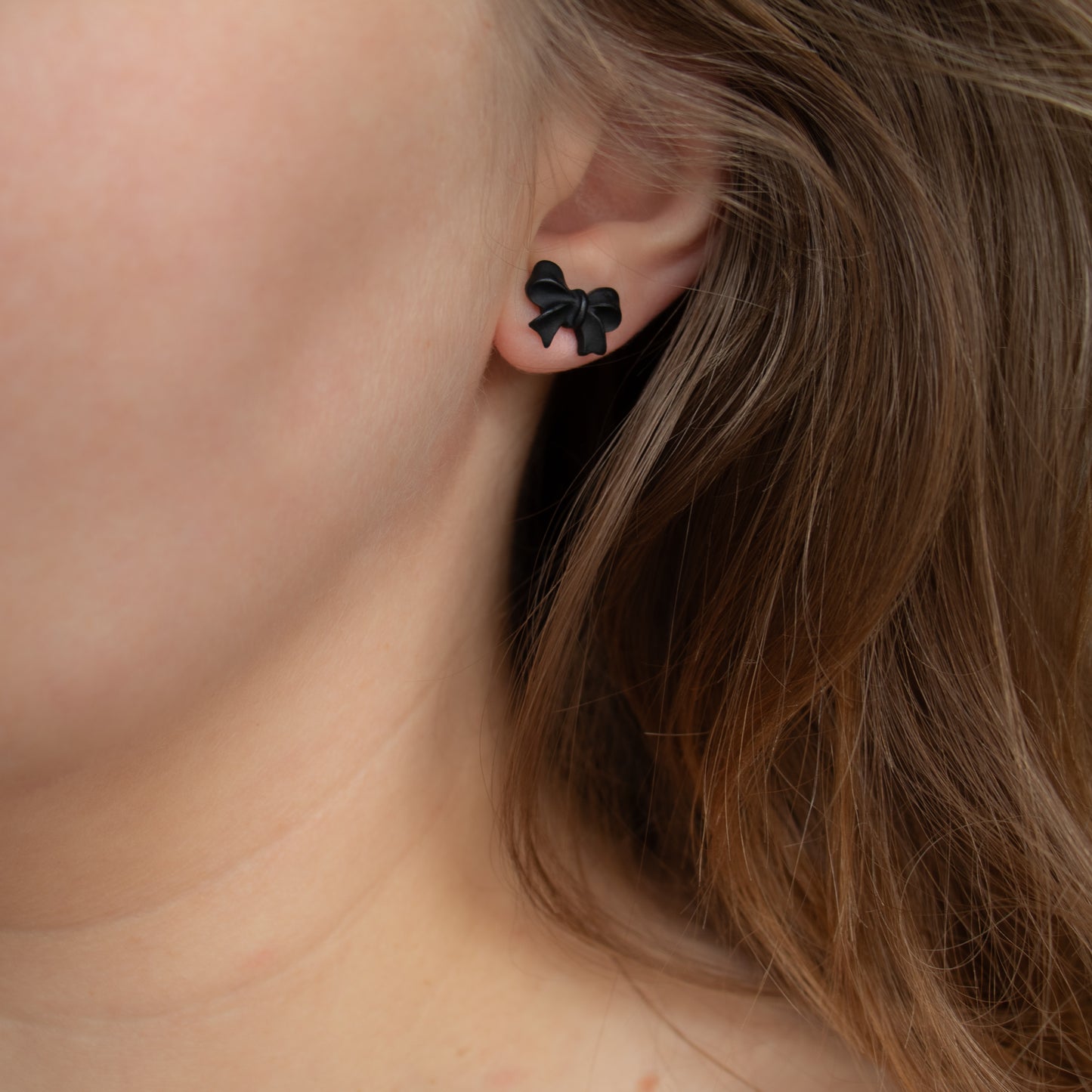 Handmade Black Bow Stud Earrings – Polymer Clay Stud Earrings