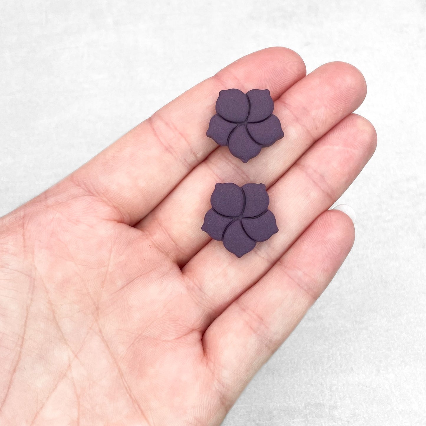 Dark purple stud earrings. Handmade polymer clay stud earrings.