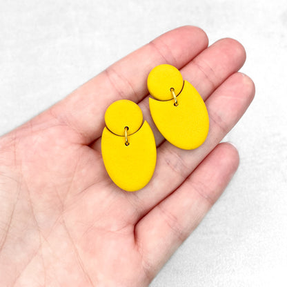 Yellow geometric earrings. Handmade polymer clay earrings.