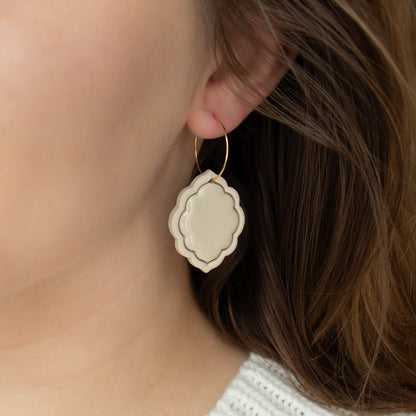 Handmade Cream Baroque Earrings – Polymer Clay Earrings