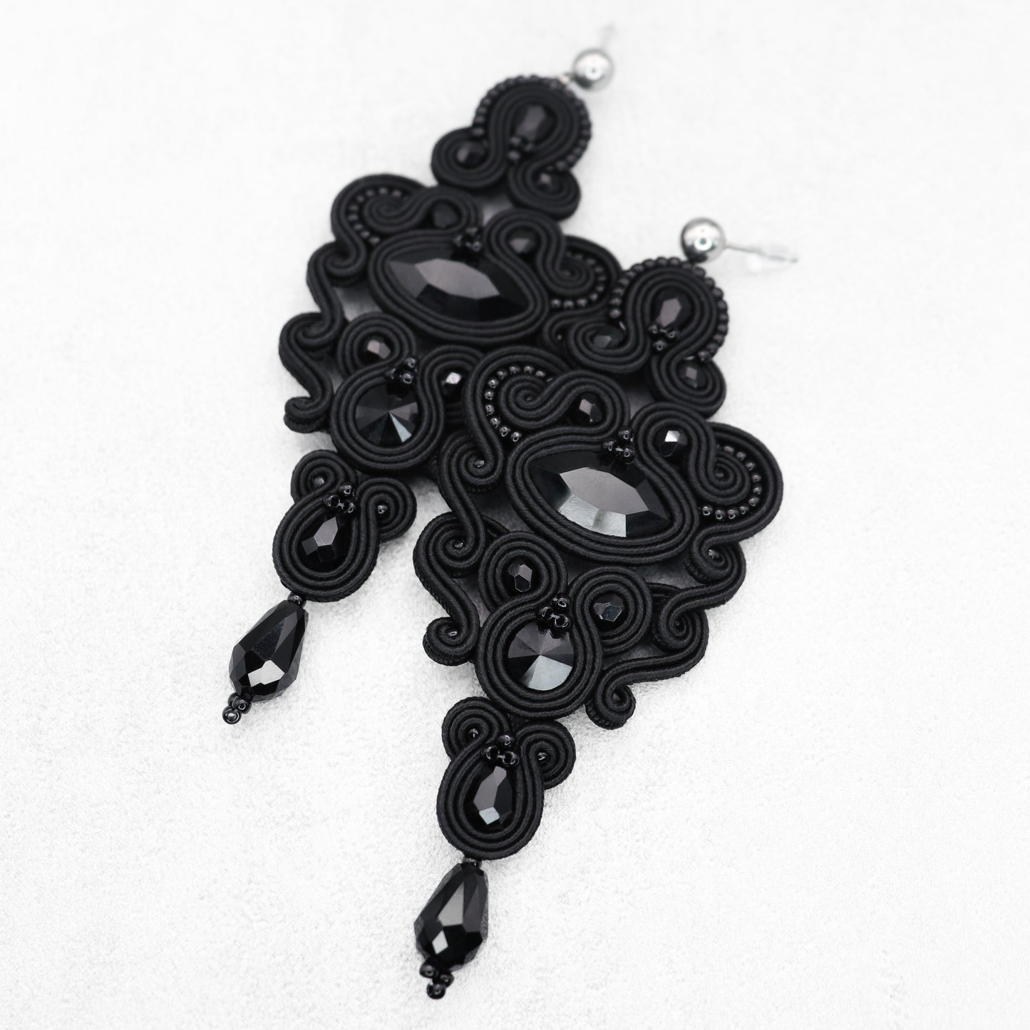 Handmade Black Soutache Long Earrings – Luxurious and Chic Earrings