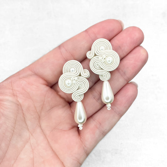 Handmade Bridal Ivory Earrings – Elegant Soutache Earrings