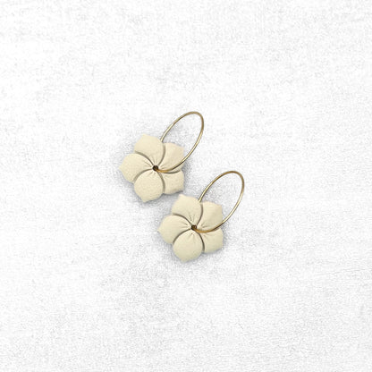 Handmade Cream Floral Earrings – Polymer Clay Earrings.