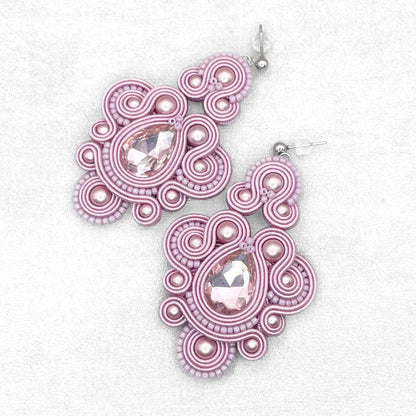 Mauve soutache earrings. Exclucive and original handmade earrings.