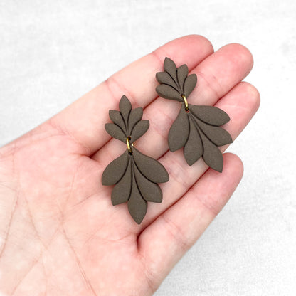 Handmade Brown Leaf Earrings – Polymer Clay Earrings