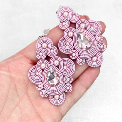 Mauve soutache earrings. Exclucive and original handmade earrings.