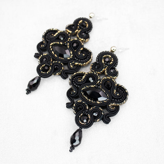 Black and Gold Soutache Earrings – Unique and Exclusive Handmade Earrings