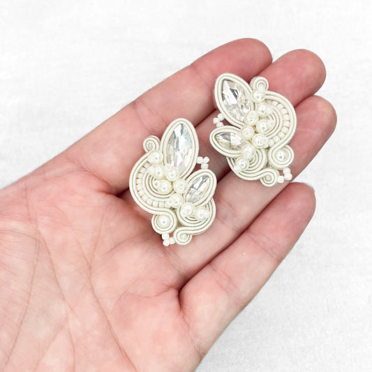 Handmade Ivory Soutache Bridal Earrings – Elegant and Sophisticated Earrings