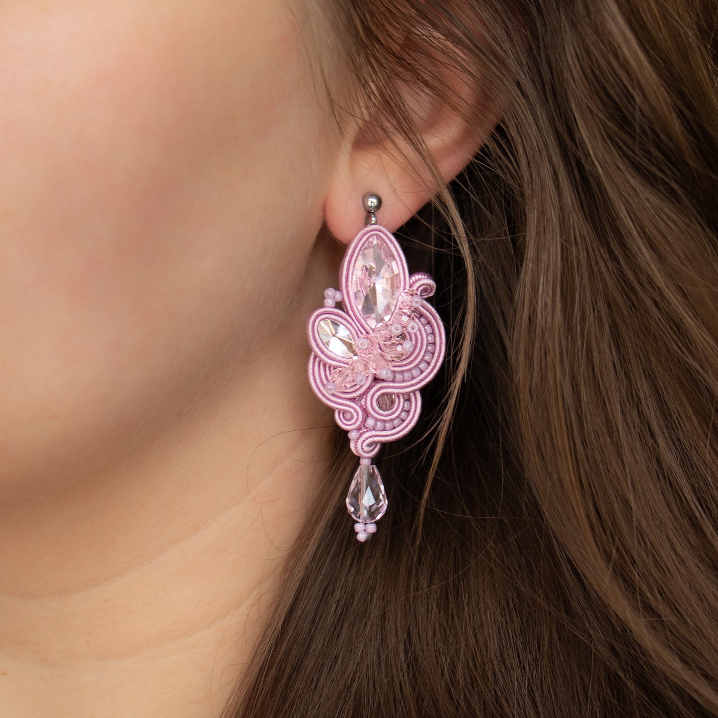 Handmade Mauve Soutache Earrings – Sophisticated and Chic Earrings