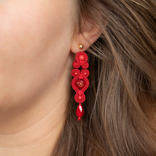 Handmade Red Soutache Earrings – Stylish and Statement Earrings