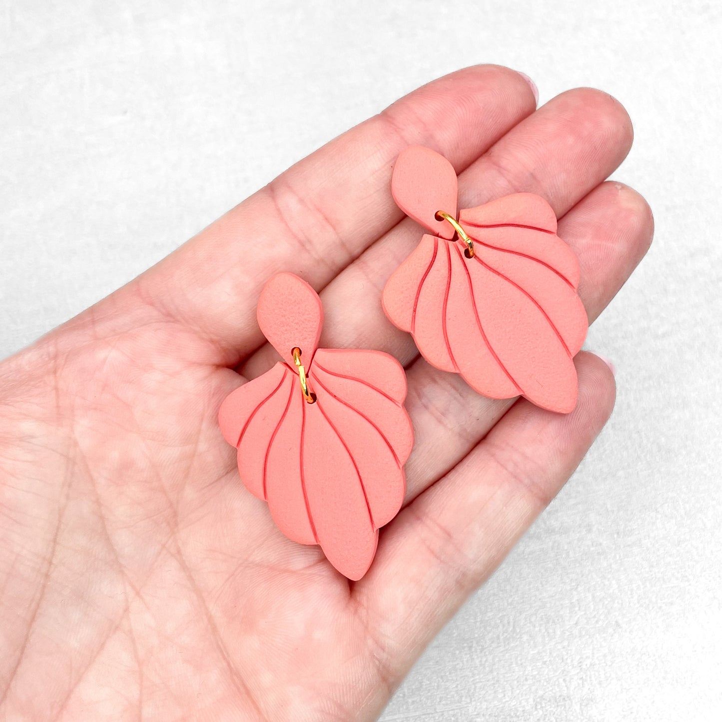 Handmade Peach Shell Earrings – Polymer Clay Earrings