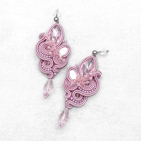 Handmade Mauve Soutache Earrings – Sophisticated and Chic Earrings