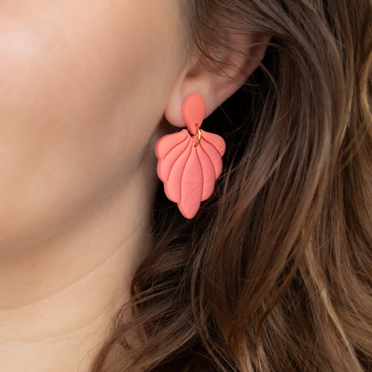 Handmade Peach Shell Earrings – Polymer Clay Earrings