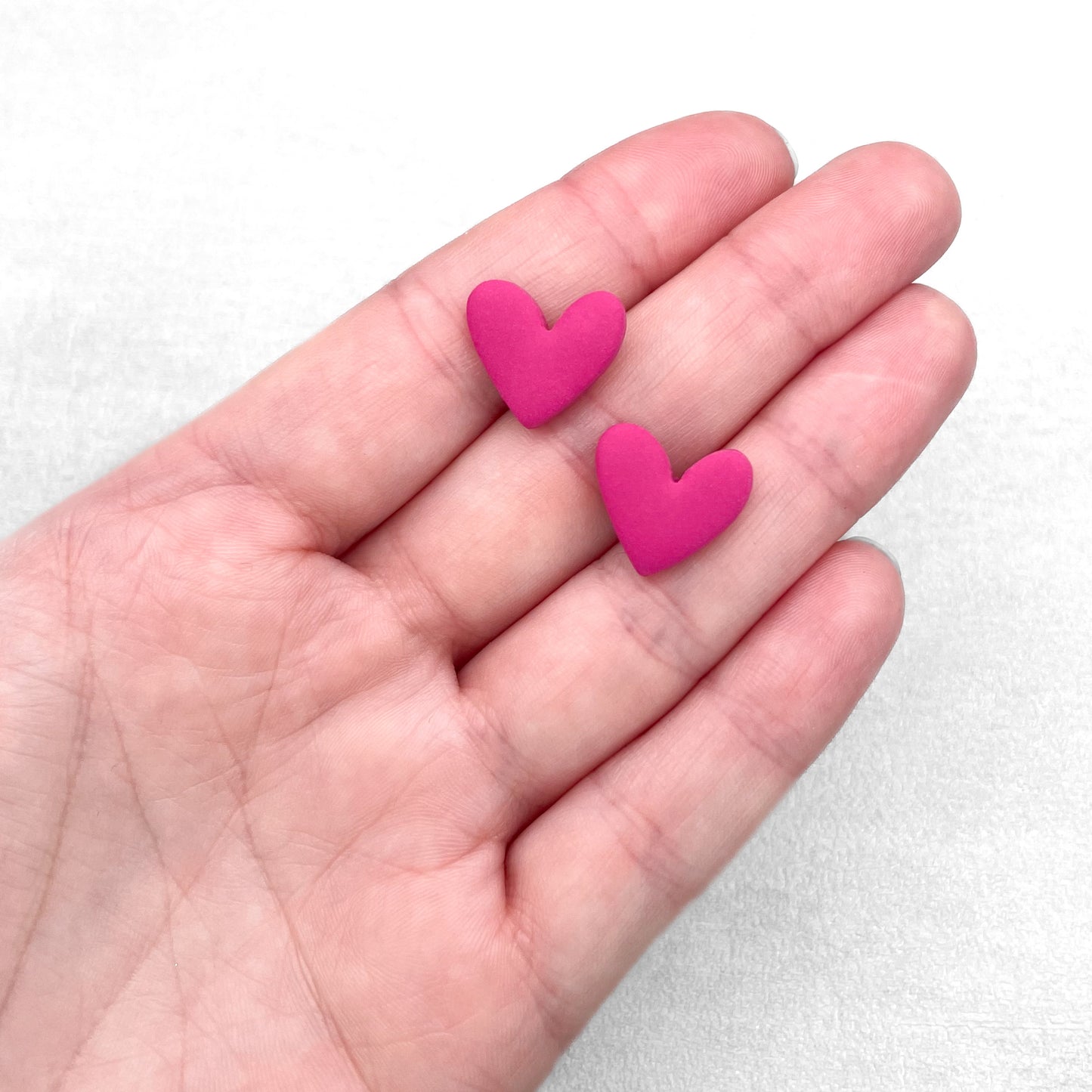 Handmade Magenta Heart Stud Earrings – Polymer Clay Stud Earring