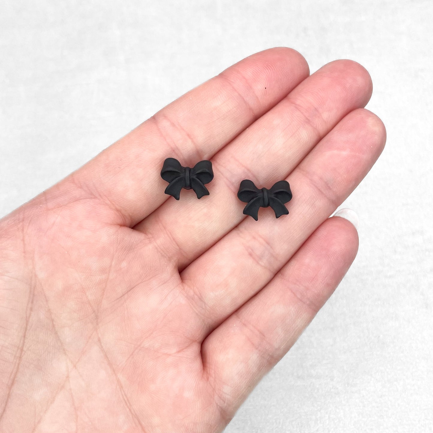 Handmade Black Bow Stud Earrings – Polymer Clay Stud Earrings