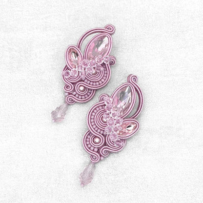 Handmade Mauve Soutache Earrings – Luxurious and Chic Earrings