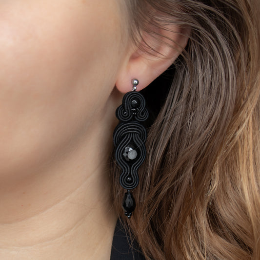 Handmade Black Soutache Earrings – Unique and Elegant Earrings