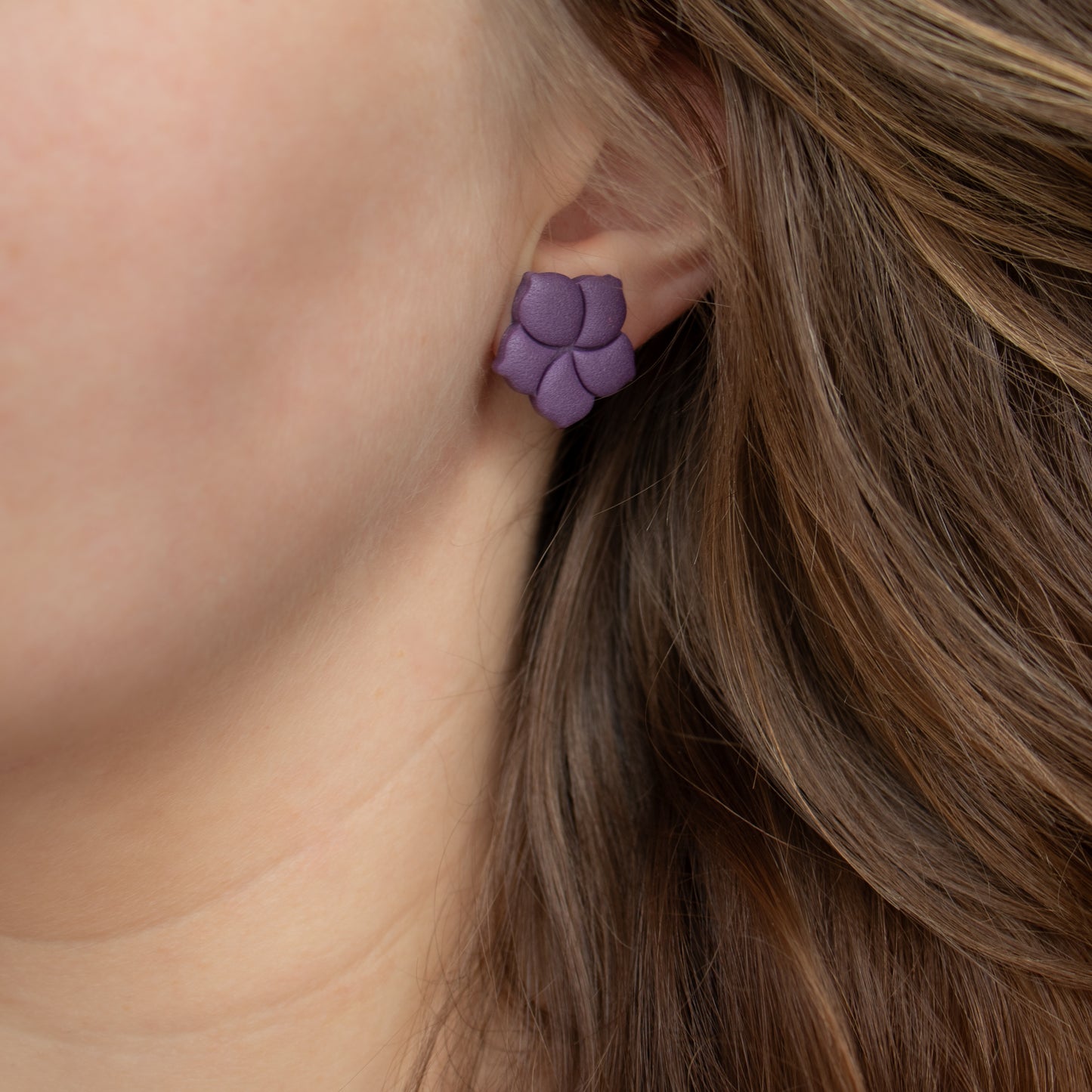 Dark purple stud earrings. Handmade polymer clay stud earrings.