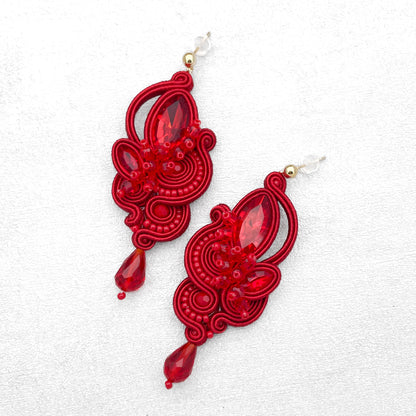 Handmade Red Soutache Earrings – Exclusive and Statement Earrings