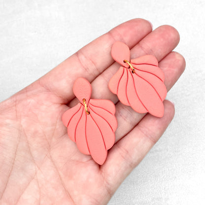 Handmade Peach Shell Earrings – Polymer Clay Earrings