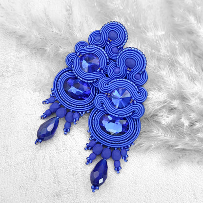 Handmade Cobalt Soutache Earrings – Unique and Statement Earrings