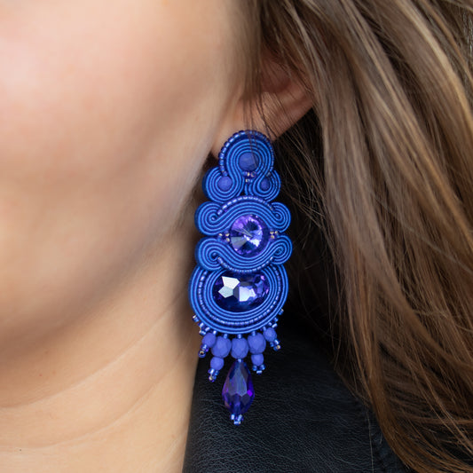 Handmade Cobalt Soutache Earrings – Unique and Statement Earrings