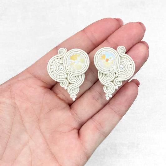 Handmade Ivory Soutache Bridal Earrings – Elegant and Distinctive Earrings