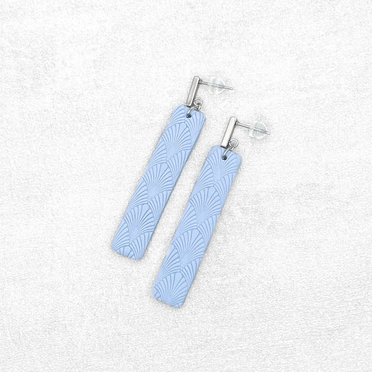 Light blue rectangle earrings. Handmade polymer earrings.