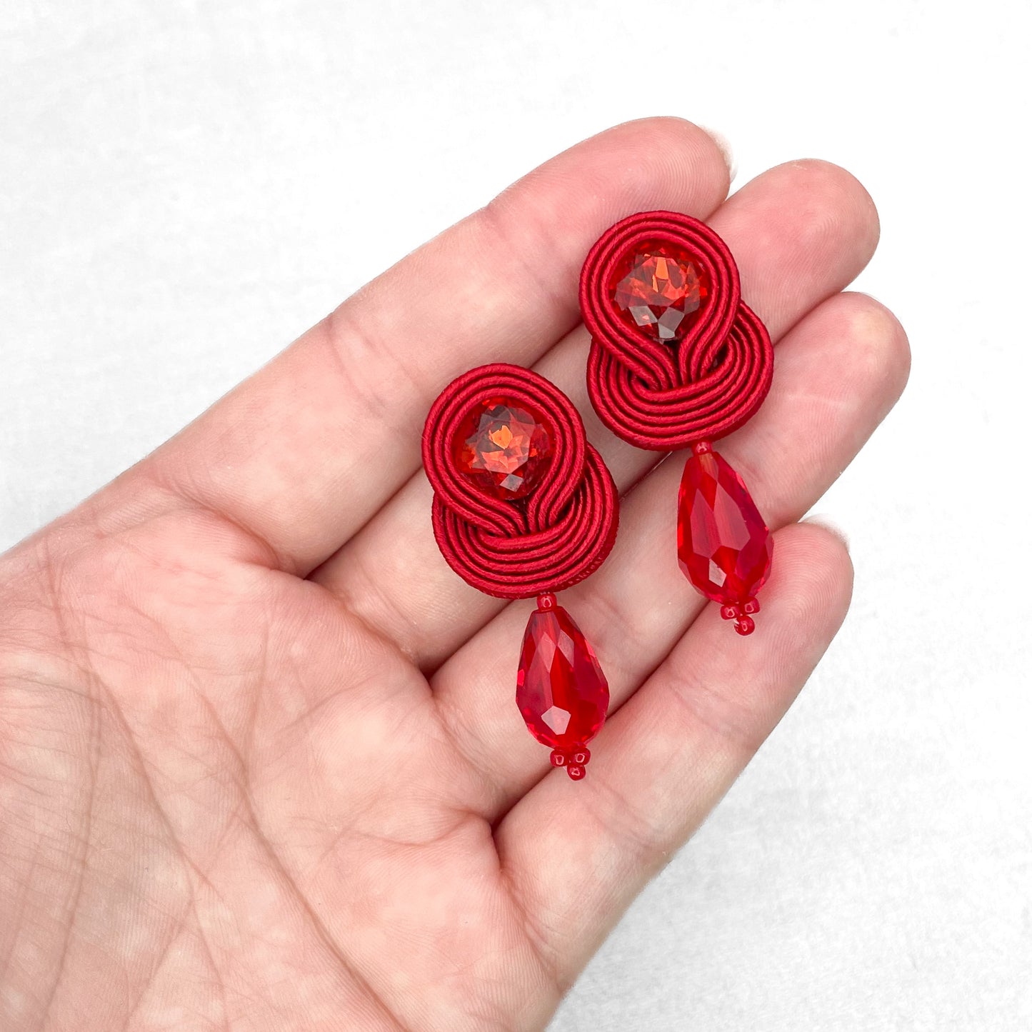 Handmade Red Soutache Earrings – Statement and Stylish Earrings