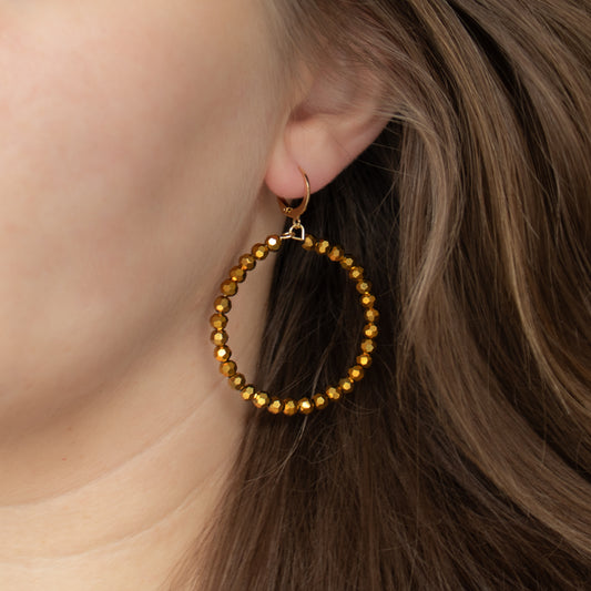 Handmade Gold Hoop Earrings with Glass Beads